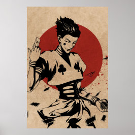 Estetisk Anime-Jokertaffla med spelkort Poster