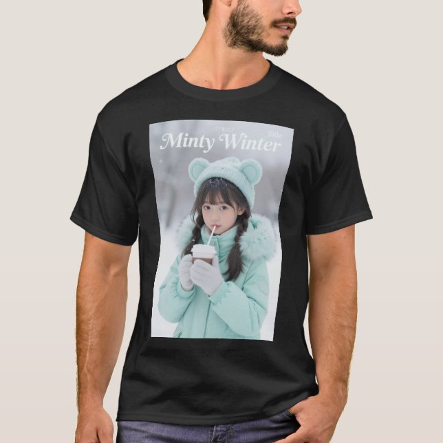 Estetisk Anime Vinterflicka Mintgrön Tröja (Framsida)