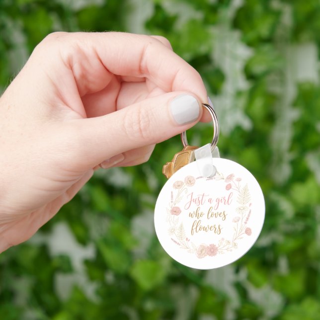Estetisk Bara en Tjej Som Älskar Blommor Nyckelring (Hand)