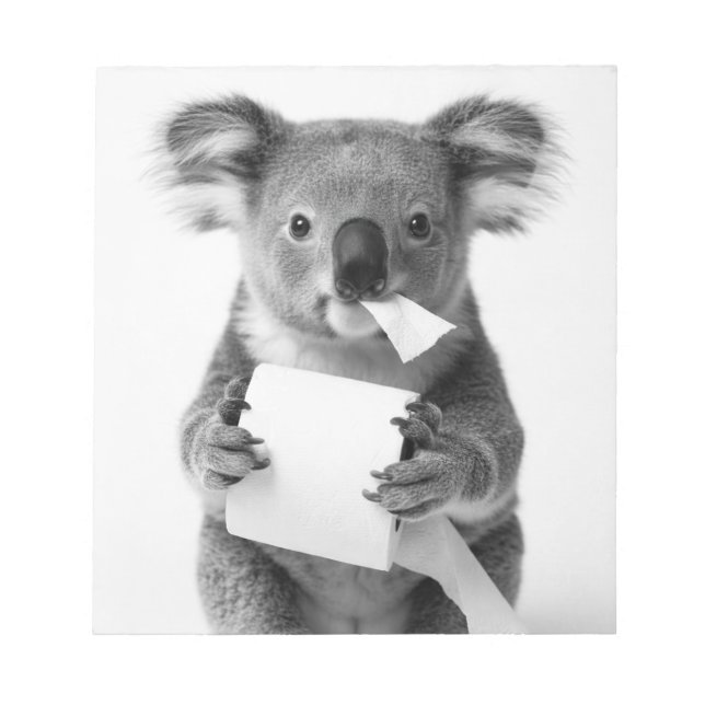 Estetisk bedårande koala som håller toalettpapper anteckningsblock (Framsida)