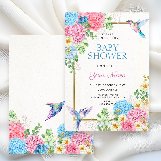 Estetisk blomfågel baby shower inbjudningar (Skapare uppladdad)