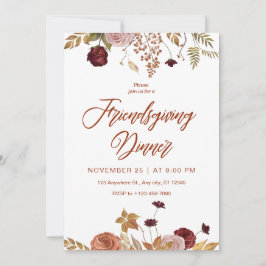 Estetisk blommig Friendsgiving middagsinbjudan Inbjudningar