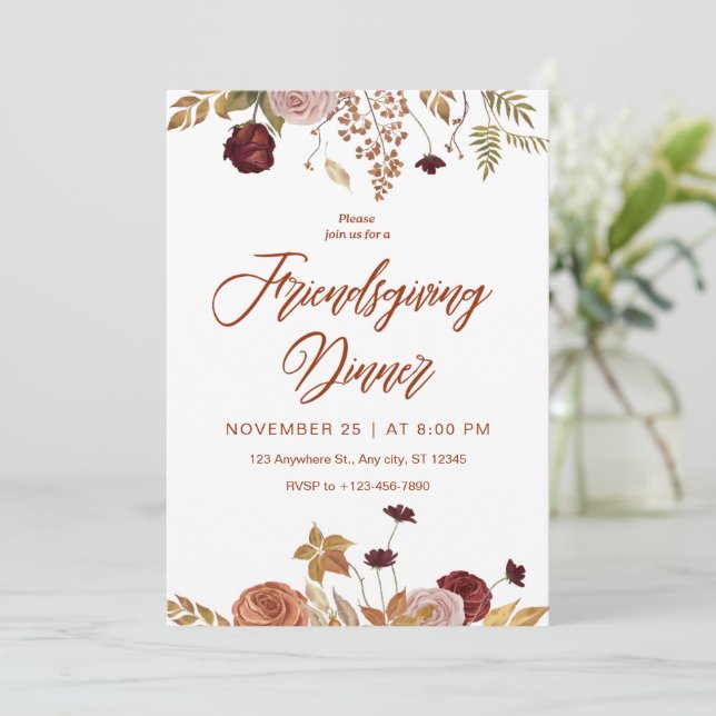 Estetisk blommig Friendsgiving middagsinbjudan Inbjudningar (Stående Fram)