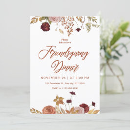 Estetisk blommig Friendsgiving middagsinbjudan Inbjudningar