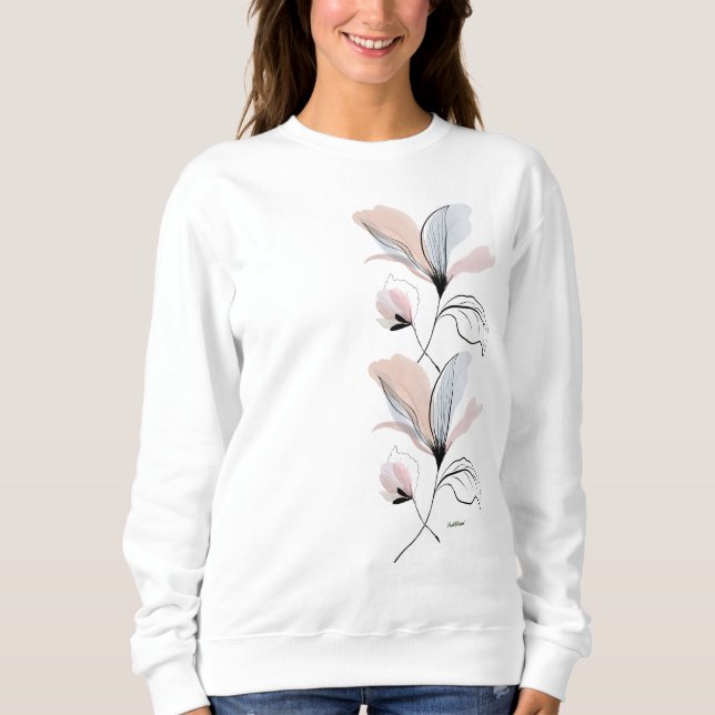 Estetisk blomster minimal botanisk tröja T-shirt (Framsida)