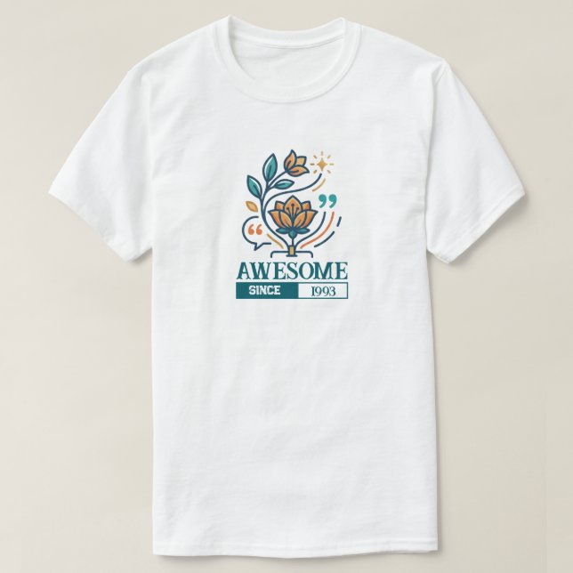 Estetisk blomstergods anpassat födelseår "Fantasti T Shirt (Design framsida)