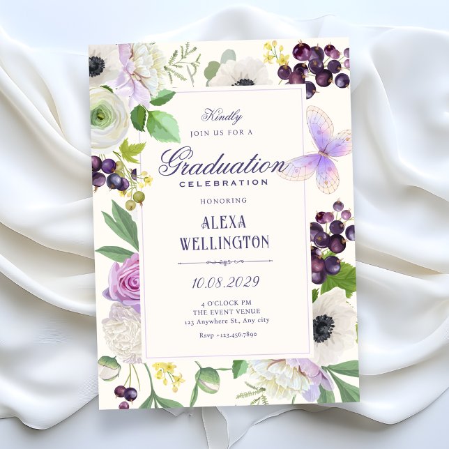 Estetisk blomsterutexamen inbjudningar (Skapare uppladdad)