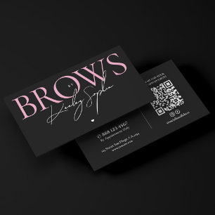 Estetisk Brows Stylist Lash Tech Rosa Svart Visitkort