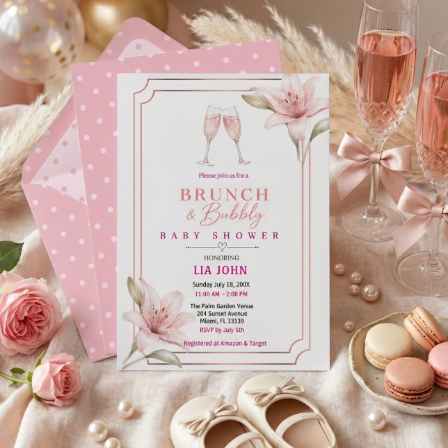 Estetisk Brunch & Bubbly Baby Shower-inbjudan Inbjudningar (Skapare uppladdad)