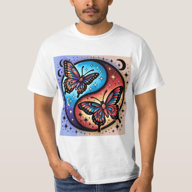 Estetisk Celestial Fjäril Galaxy T-Shirt (Framsida)
