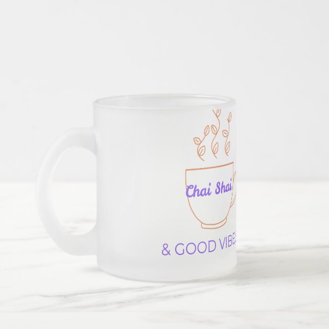 Estetisk Chai Shai Och Goda Vibrationer Desi Kaffe Frostad Glasmugg (Vänster)