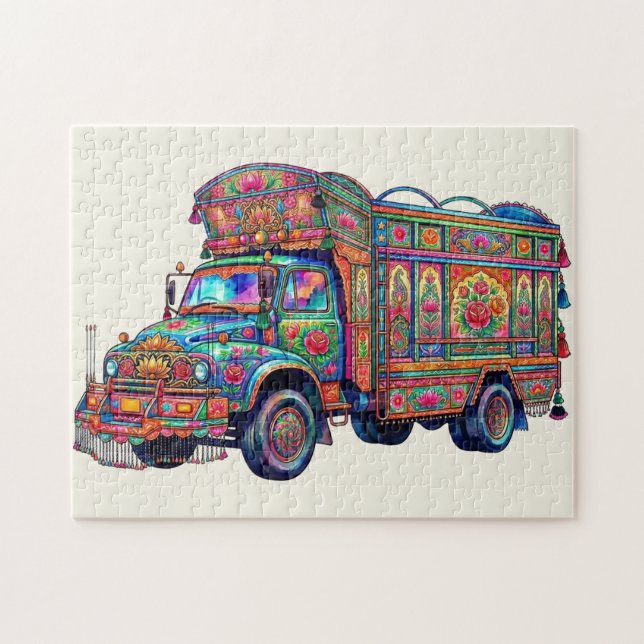 Estetisk Desi Vintage pakistansk lastbils konst Pussel (Horisontell)