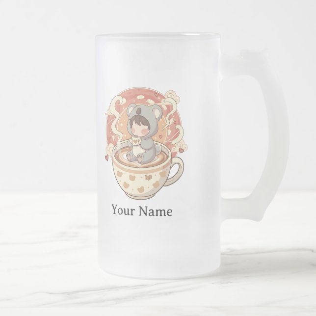 Estetisk genomskinlig Chibi Koala Glas Kaffe Mugg (Höger)
