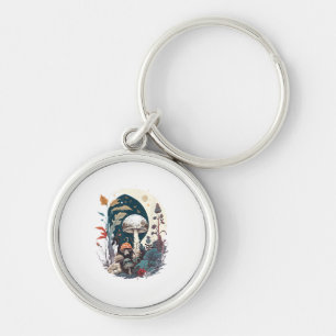 Estetisk Goblincore Cottagecore Svamp Botanica Rund Silverfärgad Nyckelring