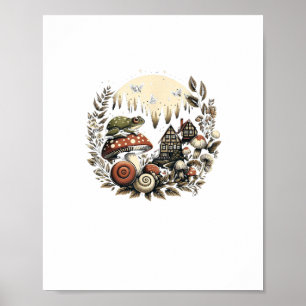 Estetisk Goblincore Och Cottagecore Svamp Drea Poster