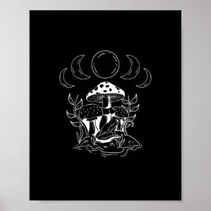 Estetisk Goblincore Och Cottagecore Svamp Mini Poster