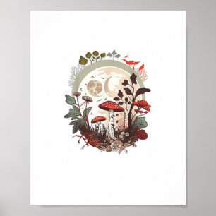 Estetisk Goblincore Och Cottagecore Svamp Sere Poster