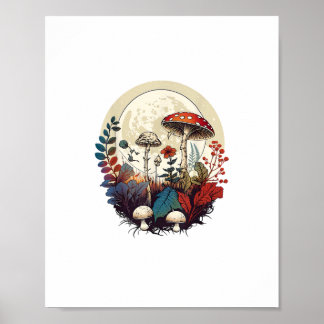 Estetisk Goblincore Och Cottagecore Svamp Skog Poster