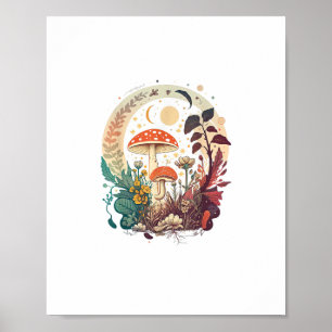 Estetisk Goblincore Och Cottagecore Svamp Trend Poster