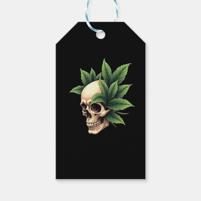 Estetisk Goth Grunge Dödskalle Tropisk Monstera Bl Presentetikett (Framsidan)
