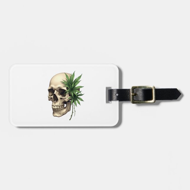 Estetisk Goth Grunge Skalle Tropisk Monstera Blad Bagagebricka (Horisontell Framsida)