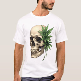 Estetisk Goth Grunge Skalle Tropisk Monstera Blad T Shirt