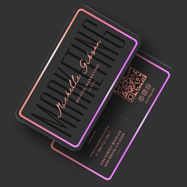 Estetisk Gradient Rosa Ram Marknadsföring Visitkort (Aesthetic Gradient Pink Frame Marketing Business Card
)