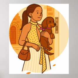 Estetisk hundmamma som håller valp-illustration poster