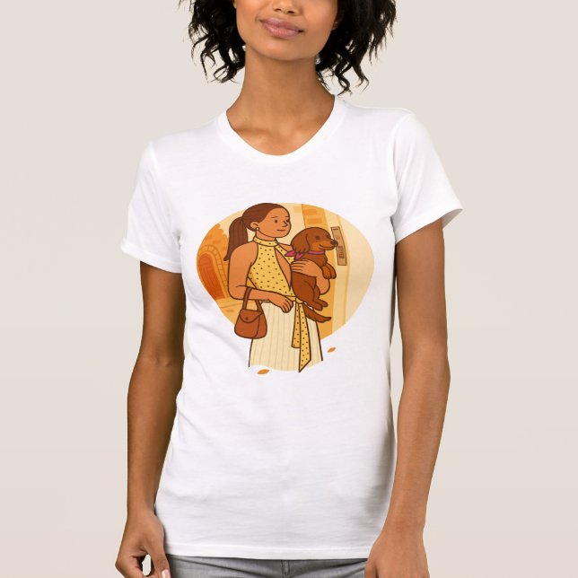 Estetisk hundmamma som håller valp-illustration t shirt (Framsida)