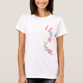 Estetisk jag älskar dig Vågig Pastell Typografi T- T Shirt