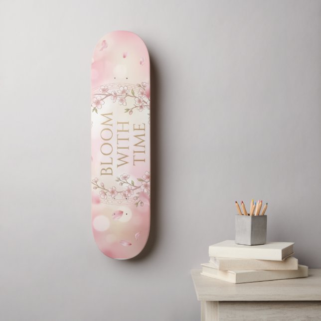 Estetisk körsbärsblomsk skateboard - (Väggkonst)