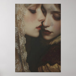 Estetisk Lesbisk Mörk Romantik Konst Tryckbar, Hum Poster