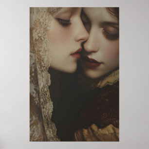 Estetisk Lesbisk Mörk Romantik Konst Utskrift Poster