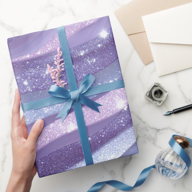 Estetisk lila iriserande glittermönster presentpapper (Gifting)
