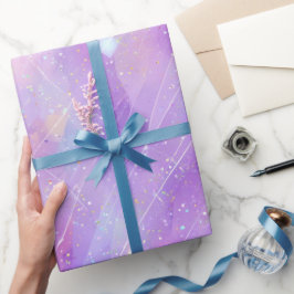 Estetisk lila iriserande glittermönster presentpapper