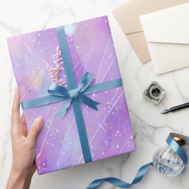 Estetisk lila iriserande glittermönster presentpapper (Gifting)