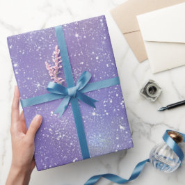 Estetisk lila iriserande glittermönster presentpapper