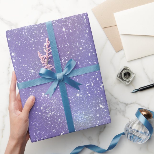 Estetisk lila iriserande glittermönster presentpapper (Gifting)