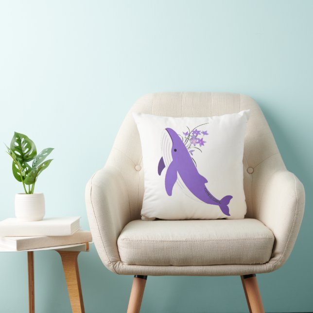 Estetisk Lila Val och Liljor 16x16 Fyrkant  Kudde (Stol)
