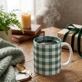 Estetisk ljusgrön rutig kaffemugg i två färger
