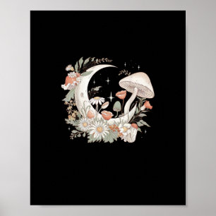 Estetisk månads goblincore och cottagecore svamp poster
