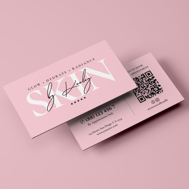 Estetisk Med Spa Hudterapeut Pastell Rosa Visitkort (Aesthetic Med Spa Skincare Therapist Pastel Pink Business Card
)