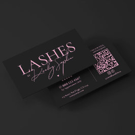 Estetisk Minimal Lash Tech Rosa Svart Visitkort