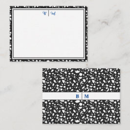 Estetisk Minimalist med ramar och monogram svart Anteckningskort