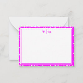 Estetisk minimalistisk rosa med ram och monogram anteckningskort