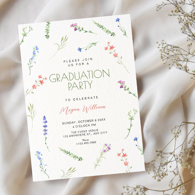 Estetisk minimalistiska fallande blommor examen inbjudningar (Skapare uppladdad)