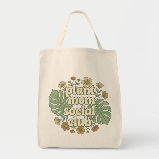 Estetisk Monstera & Blommor Tygkasse (Framsidan)