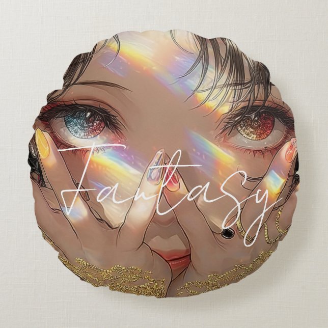 Estetisk / Mörk Fantasy Flicka Rund Kudde (Framsidan)