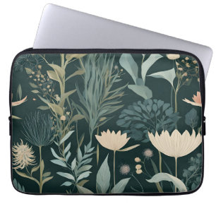 Estetisk Mörk Salvia & Fersken Floral Illustrativ  Laptop Fodral