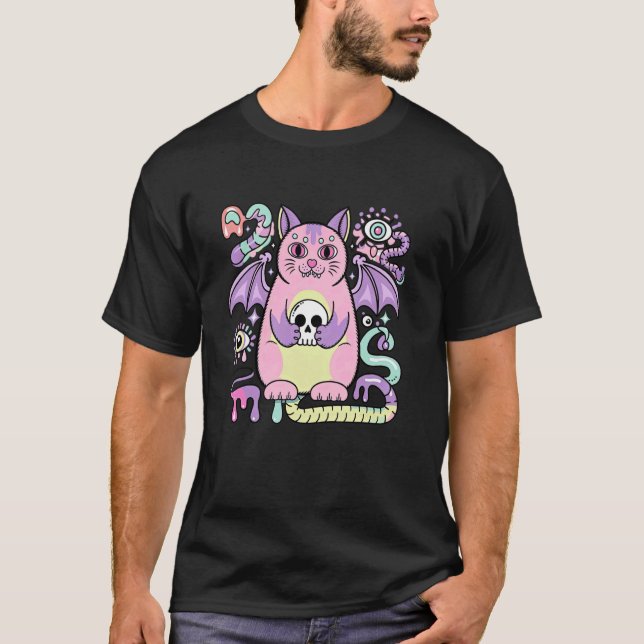 Estetisk och kuslig katt t shirt (Framsida)